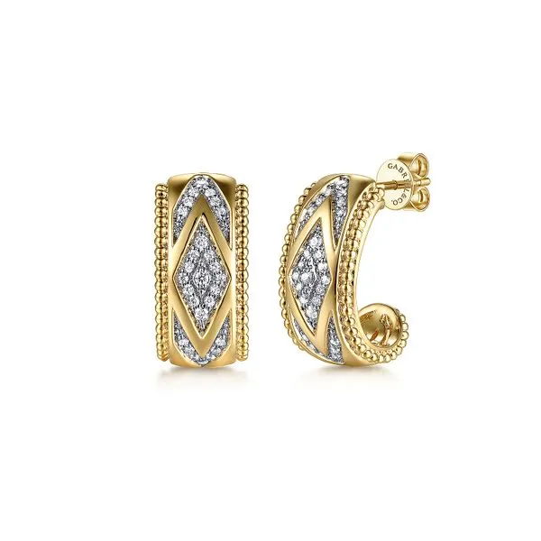 14K Yellow Gold Bujukan Diamond J Stud Hoops Saxons Fine Jewelers Bend, OR