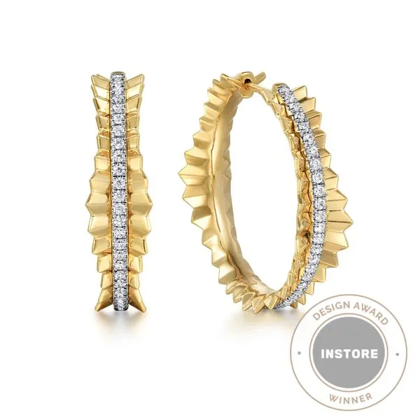 14K Yellow Gold Diamond Cut Hoop Earrings Saxons Fine Jewelers Bend, OR