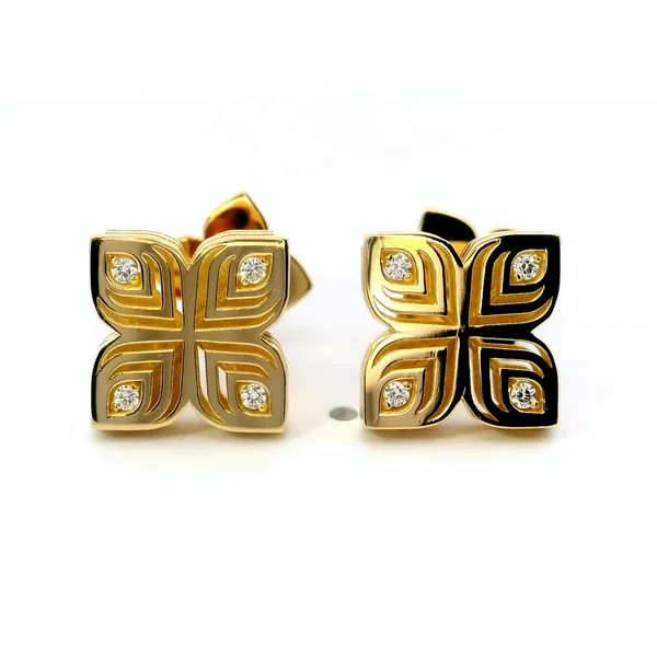 18K Yellow Gold Diamond Shiny Arabesque Stud Earrings Saxons Fine Jewelers Bend, OR