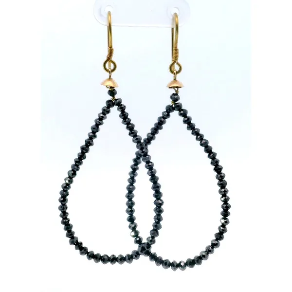 18K Yellow Gold Black Diamond Beaded Hoop Earrings Saxons Fine Jewelers Bend, OR
