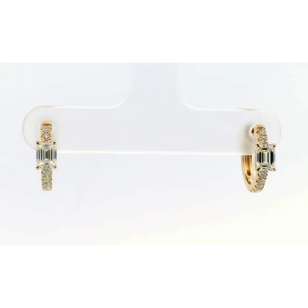 18K Yellow Gold Emerald Diamond Huggies Saxons Fine Jewelers Bend, OR