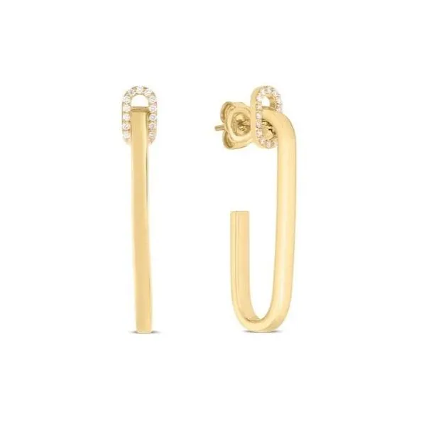 Roberto Coin. 18 Karat Yellow Gold Diamond Single Line Drop Earrings Saxons Fine Jewelers Bend, OR