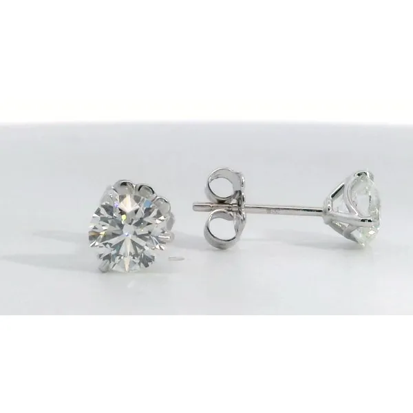18K White Gold Diamond Martini Curved Basket Studs Image 2 Saxons Fine Jewelers Bend, OR