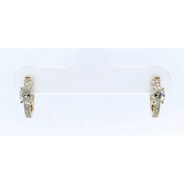 18K Yellow Gold Oval Diamond Round Pave Hoops Saxons Fine Jewelers Bend, OR
