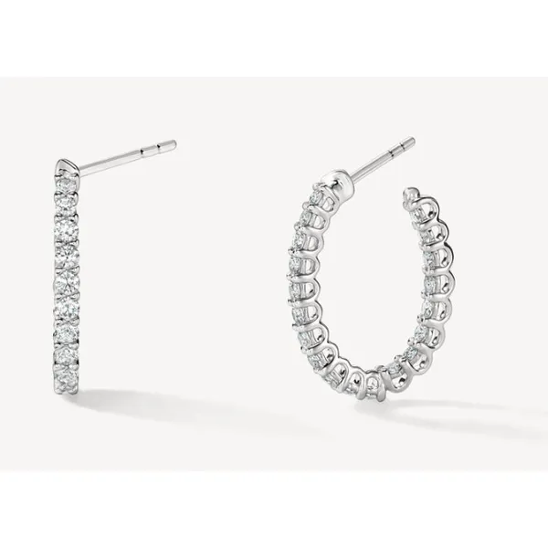 Hearts on Fire. 18 Karat White Gold Diamond Signature Oval Small Hoops Saxons Fine Jewelers Bend, OR