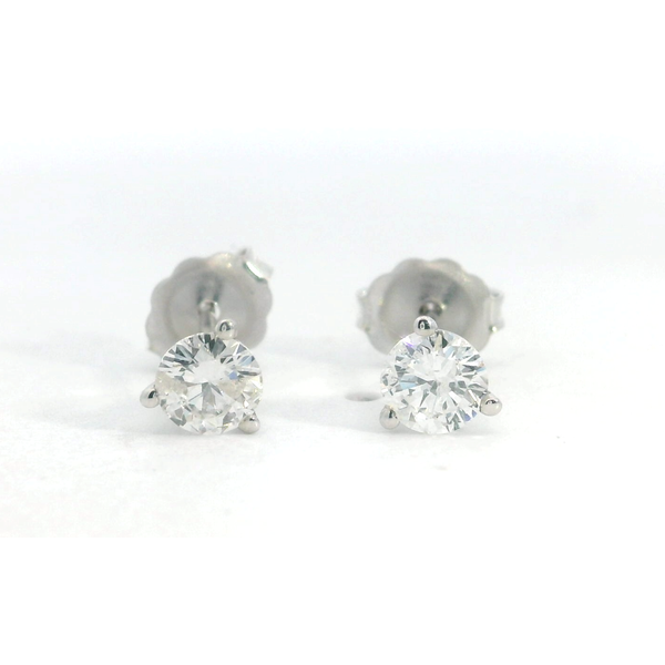 White Gold and Diamond Studs 3 Prong Earrings Saxons Fine Jewelers Bend, OR