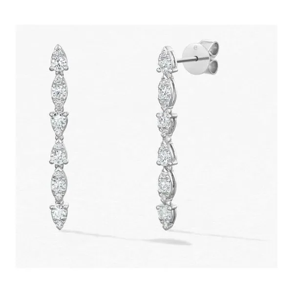18K White Gold Diamond Aerial Dewdrop Stiletto Earrings Saxons Fine Jewelers Bend, OR