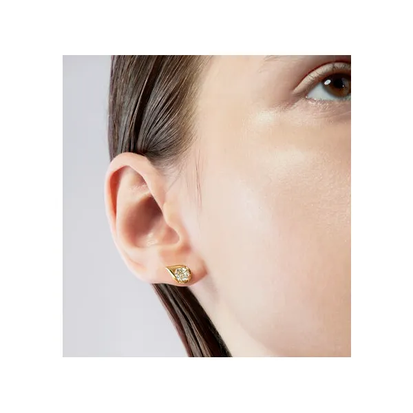 18K Yellow Gold Diamond LU Droplet Earrings Image 2 Saxons Fine Jewelers Bend, OR