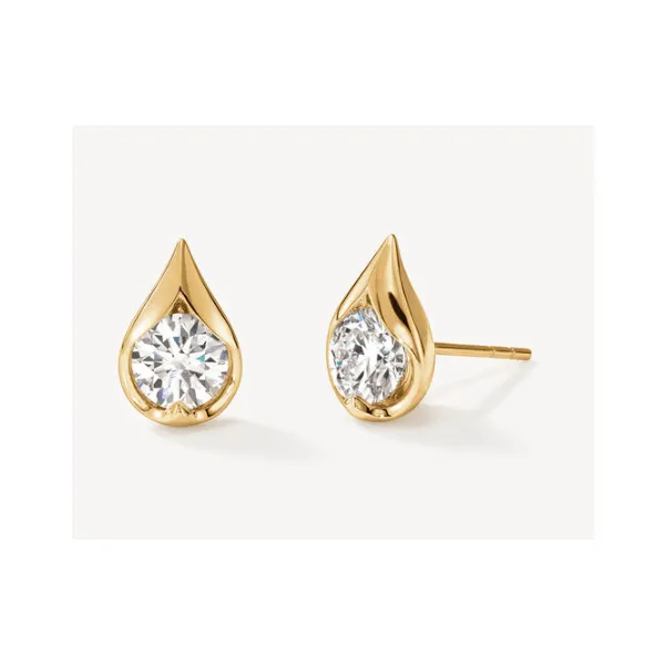 18K Yellow Gold Diamond LU Droplet Earrings Saxons Fine Jewelers Bend, OR