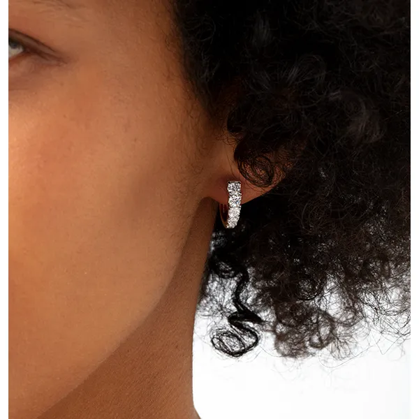 18 Karat White Gold Diamond Essentials Graduated Huggies Image 2 Saxons Fine Jewelers Bend, OR