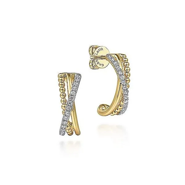 Gabriel & Co. 14 Karat Yellow Gold Diamond Bujukan Earrings Saxons Fine Jewelers Bend, OR