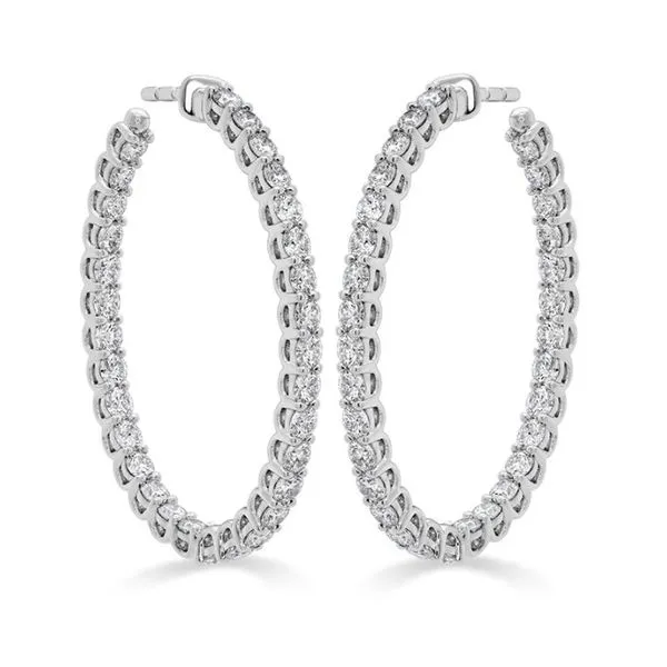 Hearts on Fire. 18 Karat White Gold Diamond Earrings 'Signature Oval Hoops-Lrg' Saxons Fine Jewelers Bend, OR