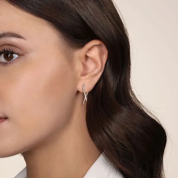 White Gold Diamond Spike Drop Earrings