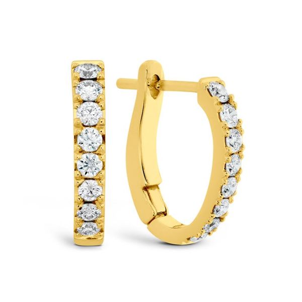 Hearts on Fire. 18 Karat Yellow Gold Diamond Graduated Mini Hoop Earrings Saxons Fine Jewelers Bend, OR