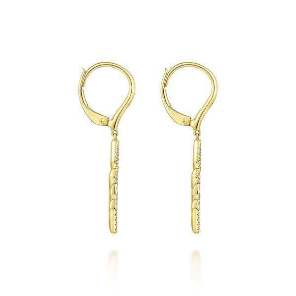 Gabriel & Co.14K YG Diamond Graduating Leverback Earrings Image 3 Saxons Fine Jewelers Bend, OR