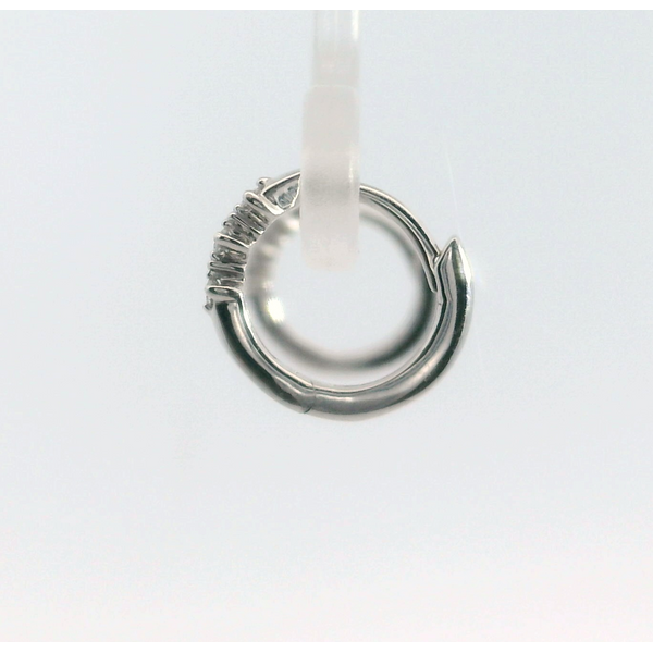 Gabriel & Co.14K WG Three Diamond Huggies Image 2 Saxons Fine Jewelers Bend, OR