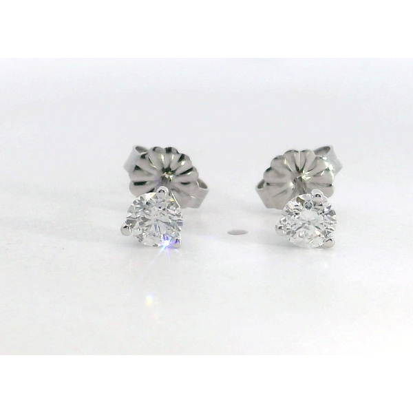 14 Karat White Gold 3 Prong Martini Diamond Stud Earrings Saxons Fine Jewelers Bend, OR