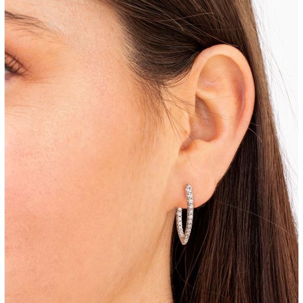 Memoire18K WG Diamond Imperial Hoops Image 3 Saxons Fine Jewelers Bend, OR