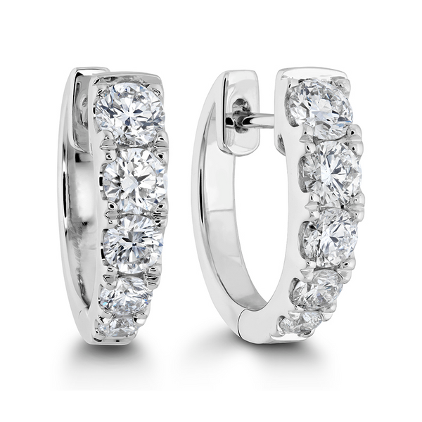 18 Karat White Gold Diamond Essentials Graduated Huggies Saxons Fine Jewelers Bend, OR