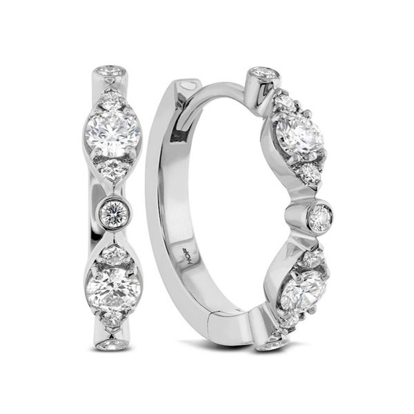 Hearts on Fire. 18 Karat White Gold Bezel Regal Huggie Image 2 Saxons Fine Jewelers Bend, OR