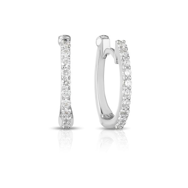Roberto Coin. 18 Karat White Gold Diamond Baby Hoops Image 4 Saxons Fine Jewelers Bend, OR