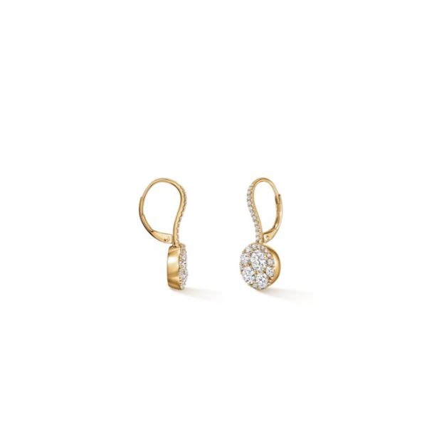 Hearts On Fire Tessa 18K Yellow Gold Round Brilliant Prong Set Cluster Drop Diamond Leverback Earrings 2.13cttw GH VS Image 2 Saxons Fine Jewelers Bend, OR