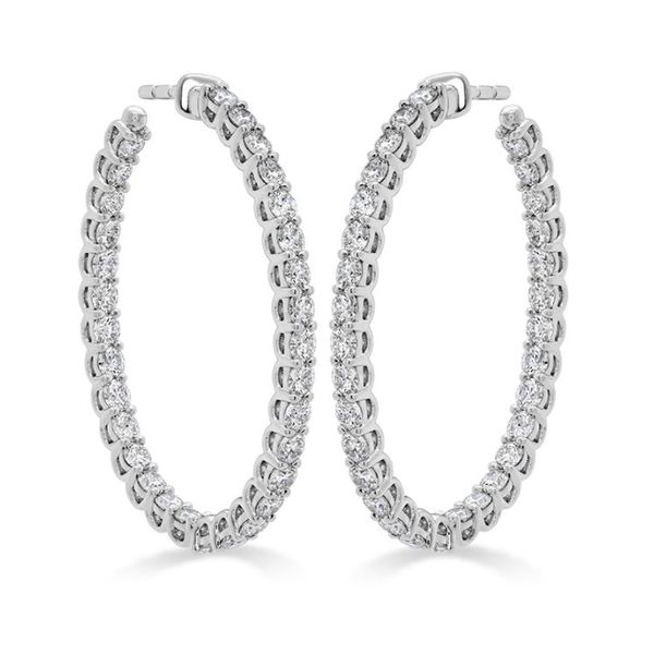 Hearts on Fire. 18 Karat White Gold Diamond Earrings 'Signature Oval Hoops-Lrg' Saxons Fine Jewelers Bend, OR