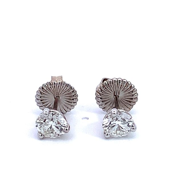 Hearts On Fire 18K White Gold Round Brilliant 3 Prong Diamond Stud Earrings 2.00cttw IJ VS SI Push Back Saxons Fine Jewelers Bend, OR