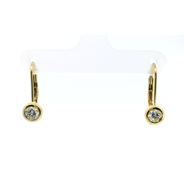 Roberto Coin 18 Karat Yellow Gold Diamond Bezel Earrings Saxons Fine Jewelers Bend, OR