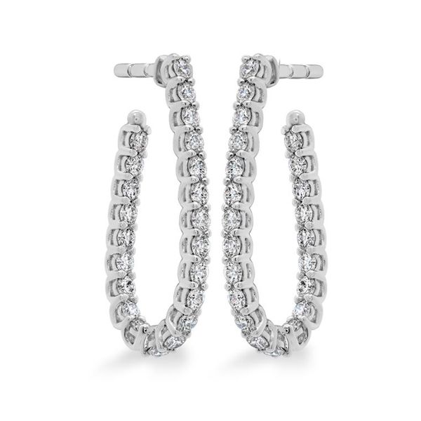 Hearts on Fire. 18 Karat White Gold Pear Shaped Hoop Earrings Saxons Fine Jewelers Bend, OR