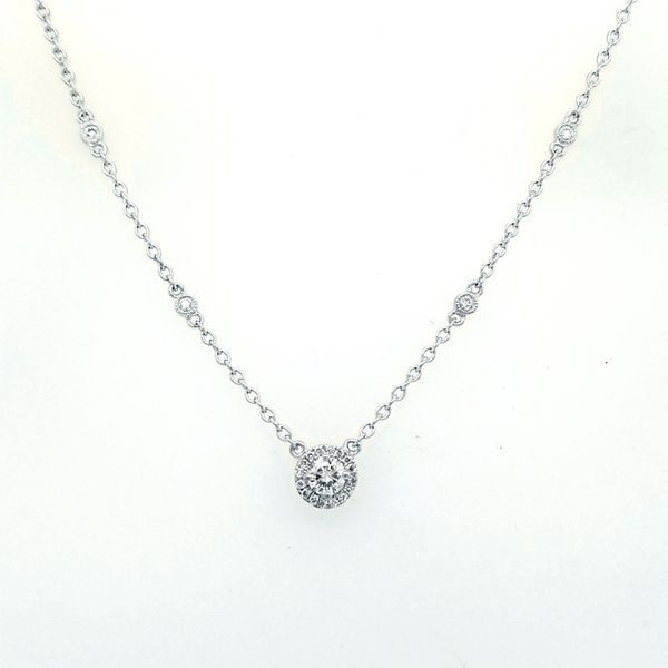 White Gold Round and Pear Diamond Pendant Saxons Fine Jewelers Bend, OR