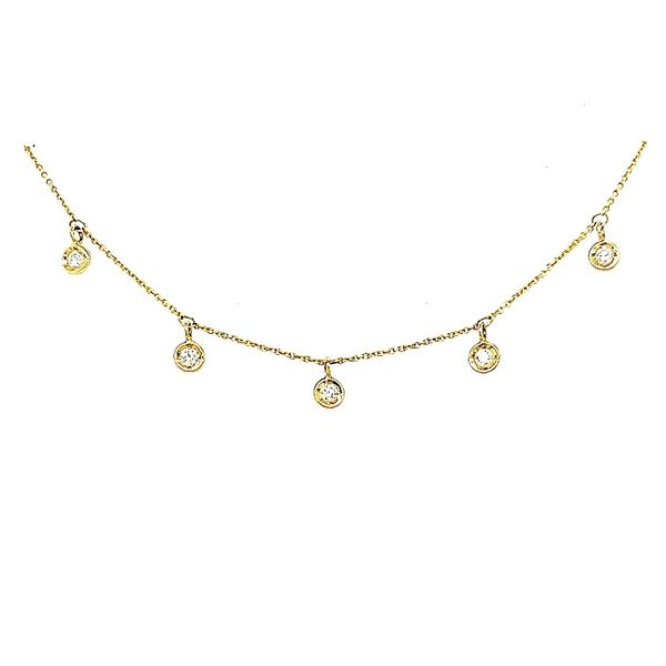 Roberto Coin 18 Karat Yellow Gold 5 Station Diamond Dangling Necklace Saxons Fine Jewelers Bend, OR