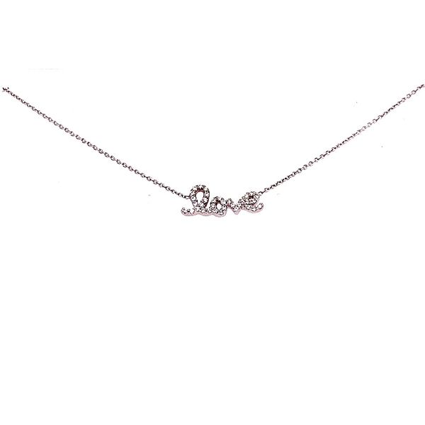 Roberto Coin 18 Karat White Gold Diamond Love Necklace Saxons Fine Jewelers Bend, OR