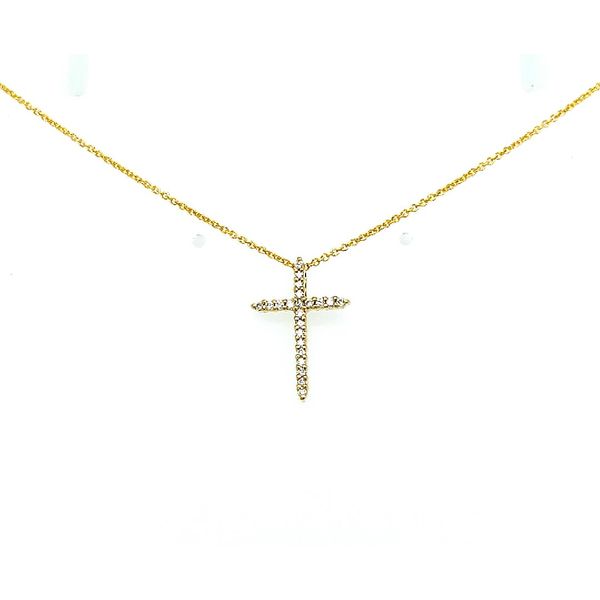 Roberto Coin 18 Karat Yellow Gold Diamond Pendant Silver Cross Necklace Saxons Fine Jewelers Bend, OR