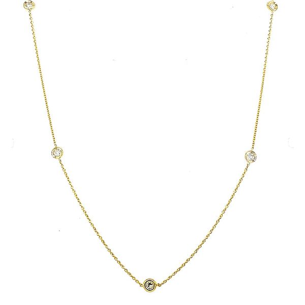 Roberto Coin. 18 Karat Yellow Gold 5 Diamond Station Necklace Saxons Fine Jewelers Bend, OR