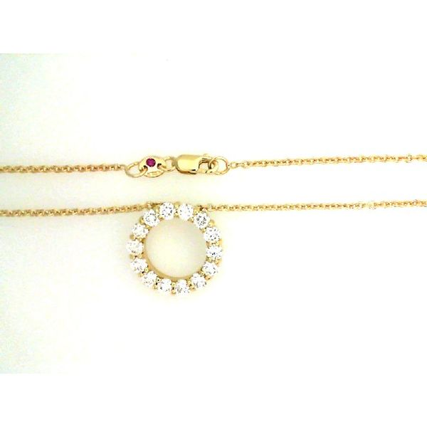 Roberto Coin 18 Karat Yellow Gold Diamond Circle Small Necklace Image 2 Saxons Fine Jewelers Bend, OR