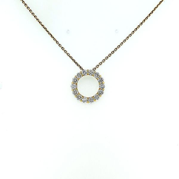 Roberto Coin 18 Karat Yellow Gold Diamond Circle Small Necklace Saxons Fine Jewelers Bend, OR