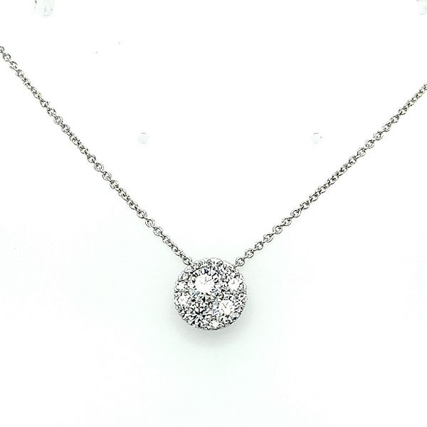 Hearts on Fire. 18 Karat White Gold Diamond Tessa Circle Pendant Necklace Saxons Fine Jewelers Bend, OR