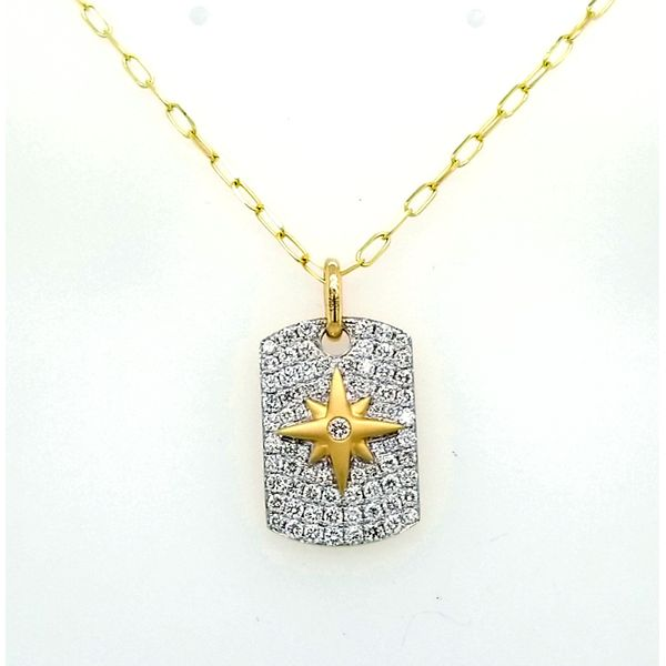 Doves. Diamond and Gold Dog Tag Pendant Saxons Fine Jewelers Bend, OR