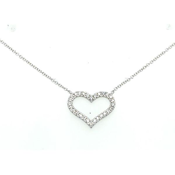 White Gold with Heart Diamond Pendant Necklace Saxons Fine Jewelers Bend, OR