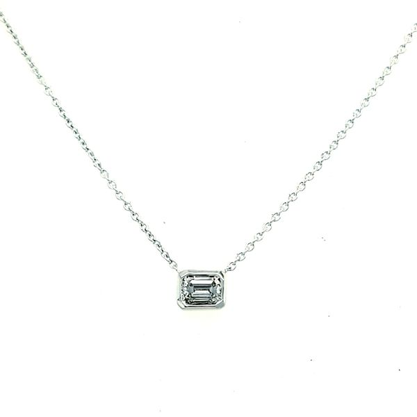 White Gold with Emerald Cut Diamond Necklace Saxons Fine Jewelers Bend, OR