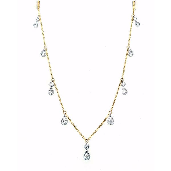 14 Karat Yellow Gold/White Gold Diamond Dangle Necklace Saxons Fine Jewelers Bend, OR