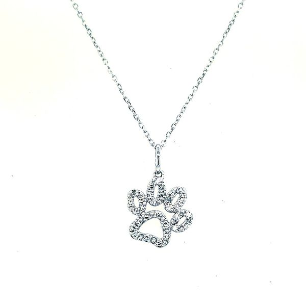14K WG Small Paw Diamond Necklace 28=.14ctw 18