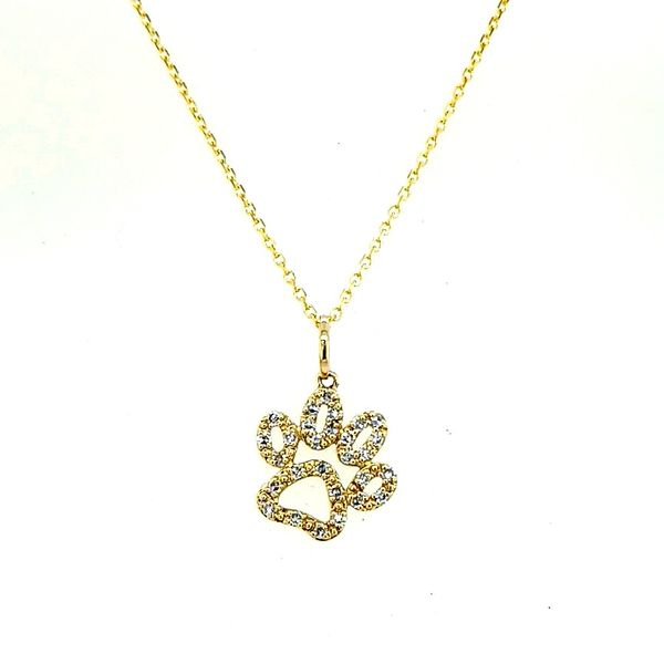 Yellow Gold Small Paw Diamond Necklace Saxons Fine Jewelers Bend, OR
