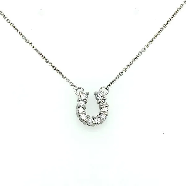 Roberto Coin. 18 Karat White Gold Diamond Horseshoe Pendant Saxons Fine Jewelers Bend, OR