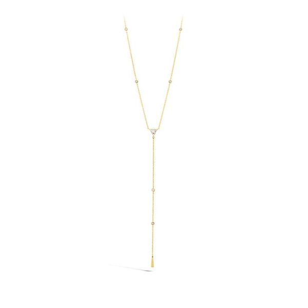 Hearts on Fire. 18 Karat Yellow Gold Triplicity Triangle Lariat Diamond Necklace Saxons Fine Jewelers Bend, OR