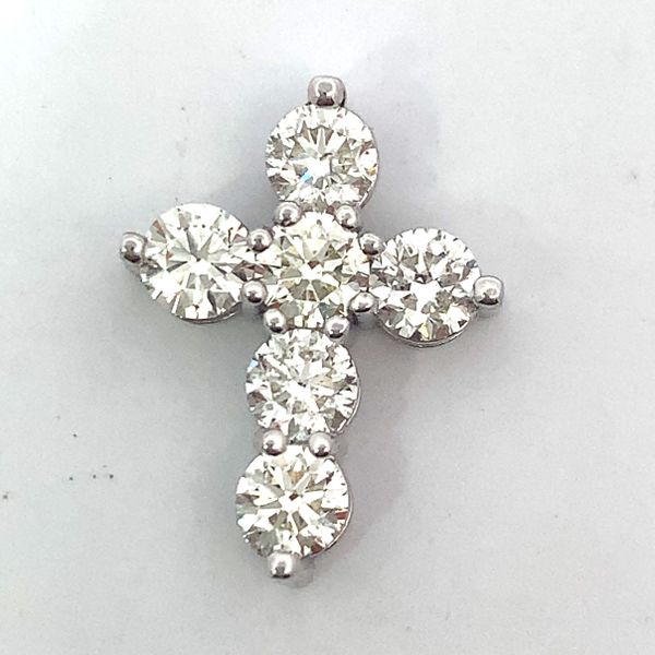 14 Karat White Gold Diamond Cross Pendant Saxons Fine Jewelers Bend, OR