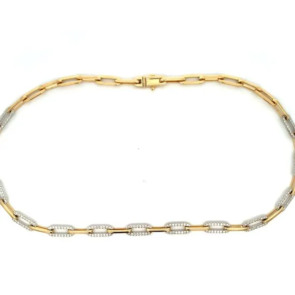 14 Karat Yellow Gold/White Gold Diamond Paperclip Necklace Image 2 Saxons Fine Jewelers Bend, OR