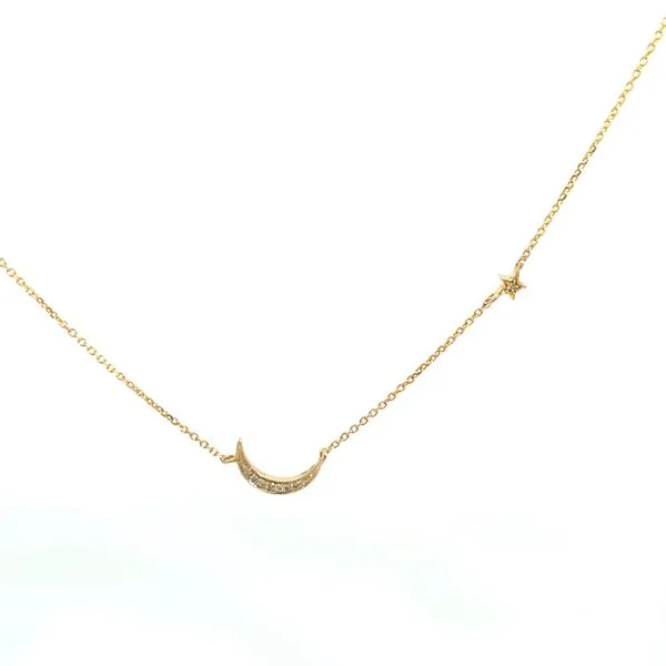 14 Karat Yellow Gold Diamond Moon Star Pendant Saxons Fine Jewelers Bend, OR
