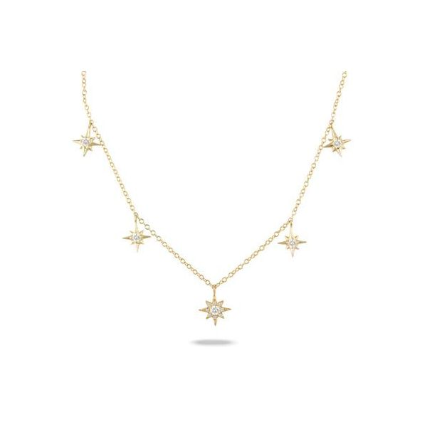 Doves. 14 Karat Yellow Gold Diamond Star Dangle Necklace Saxons Fine Jewelers Bend, OR